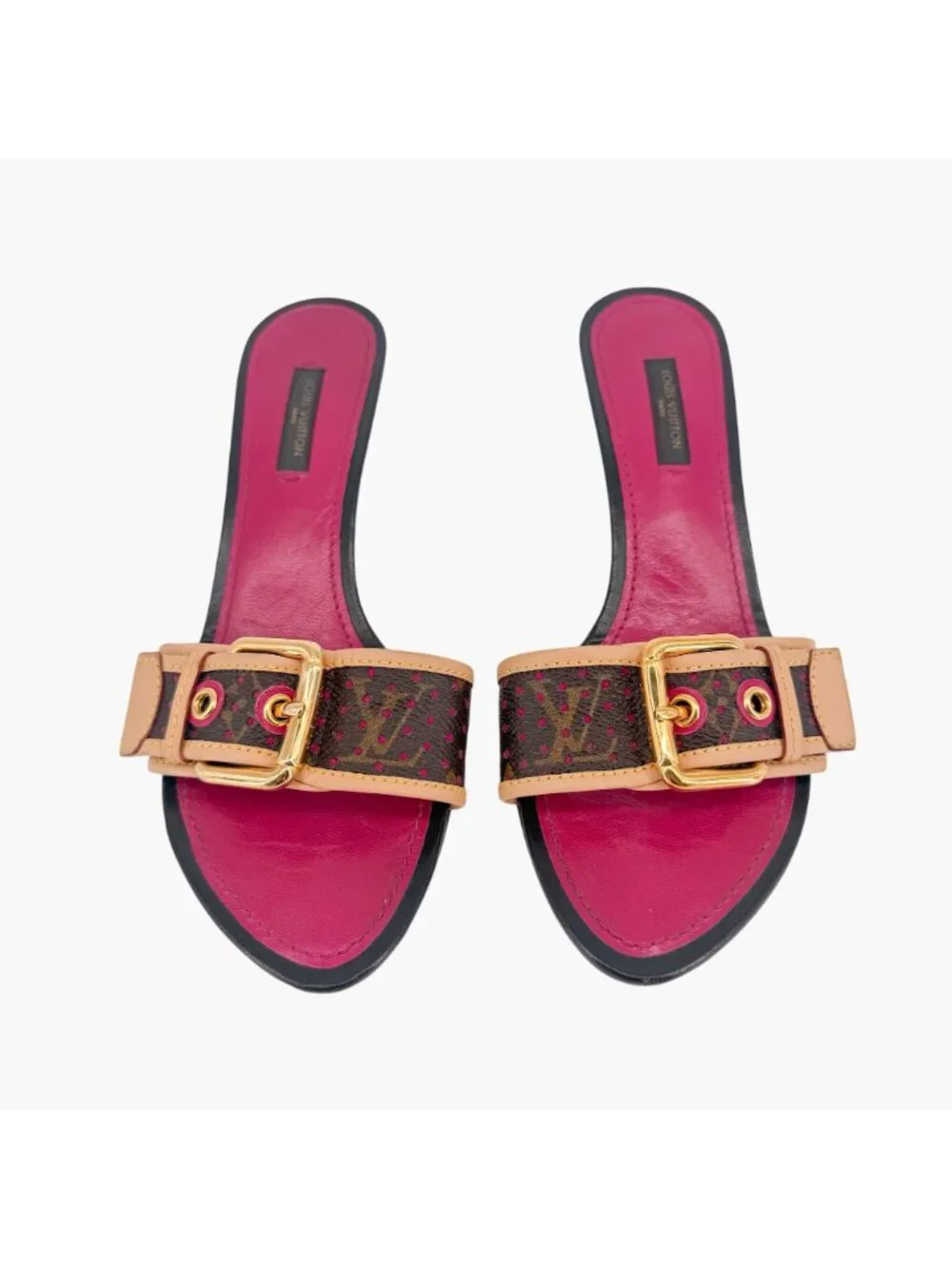 Louis Vuitton Vintage LV Kitten Mule Sandals Brown Size 36.5 US 6.5 Women's